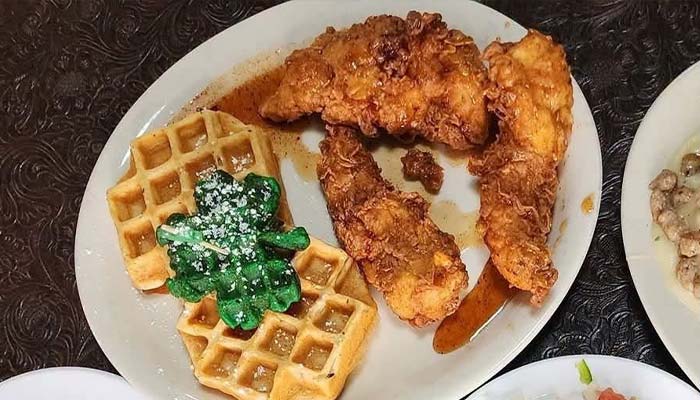 Pat's place is serving up chicken and waffles for breakfast